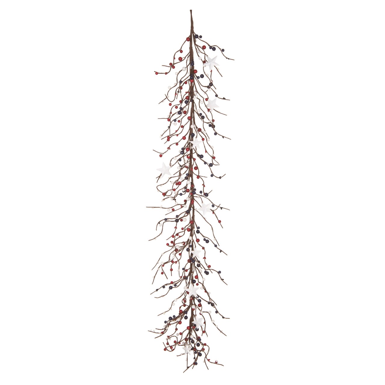 Transpac 60 Inch Multicolor Patriotic Twigs and Stars Garland for July 4th Celebrations Banners and Garlands Foam Decor